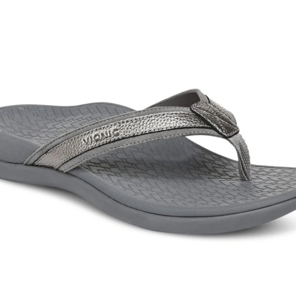 Vionic Tide 2.0 Women's Metallic Silver Gray Sandals